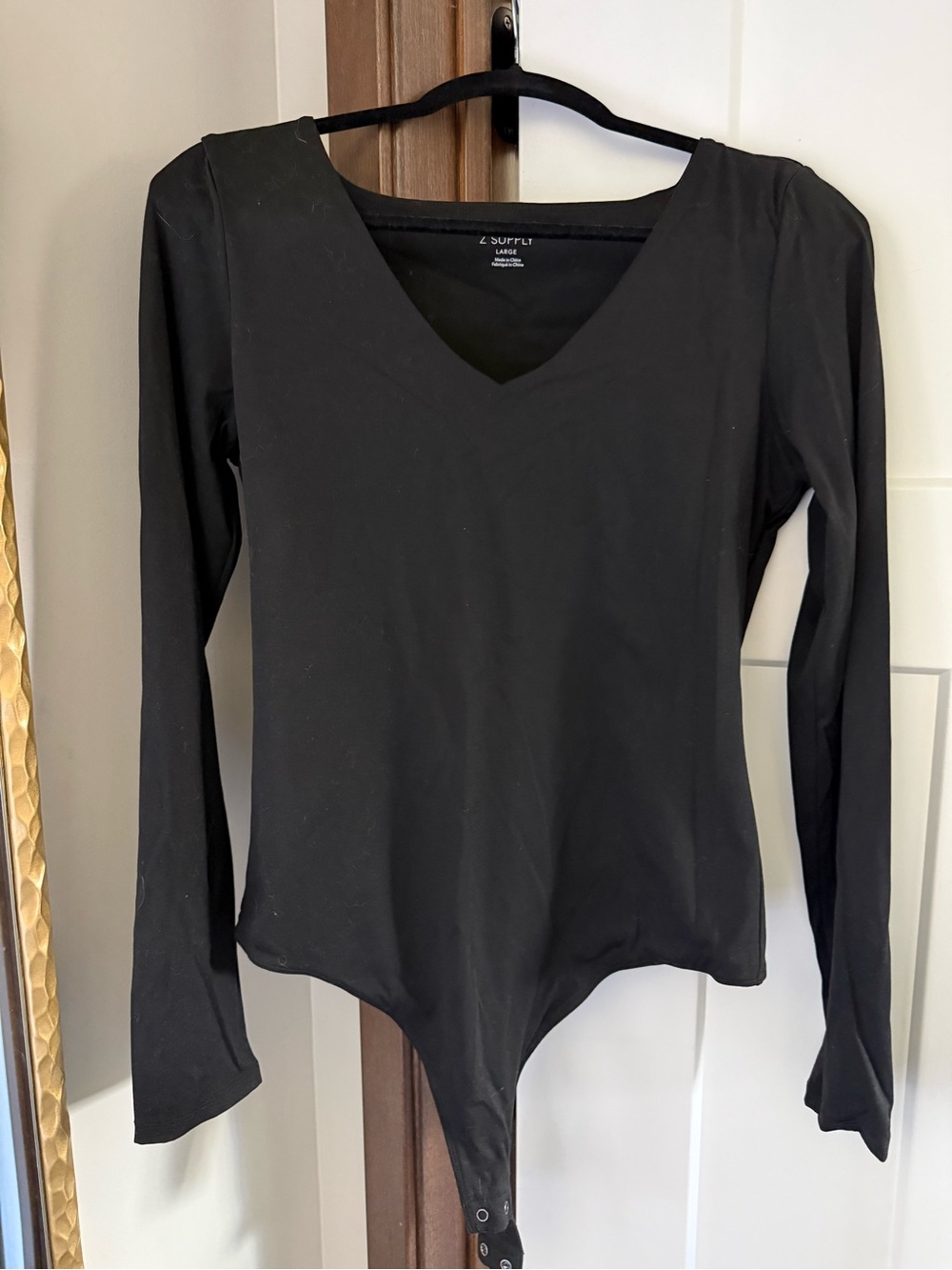 Z Supply Black V-Neck Long Sleeve Bodysuit